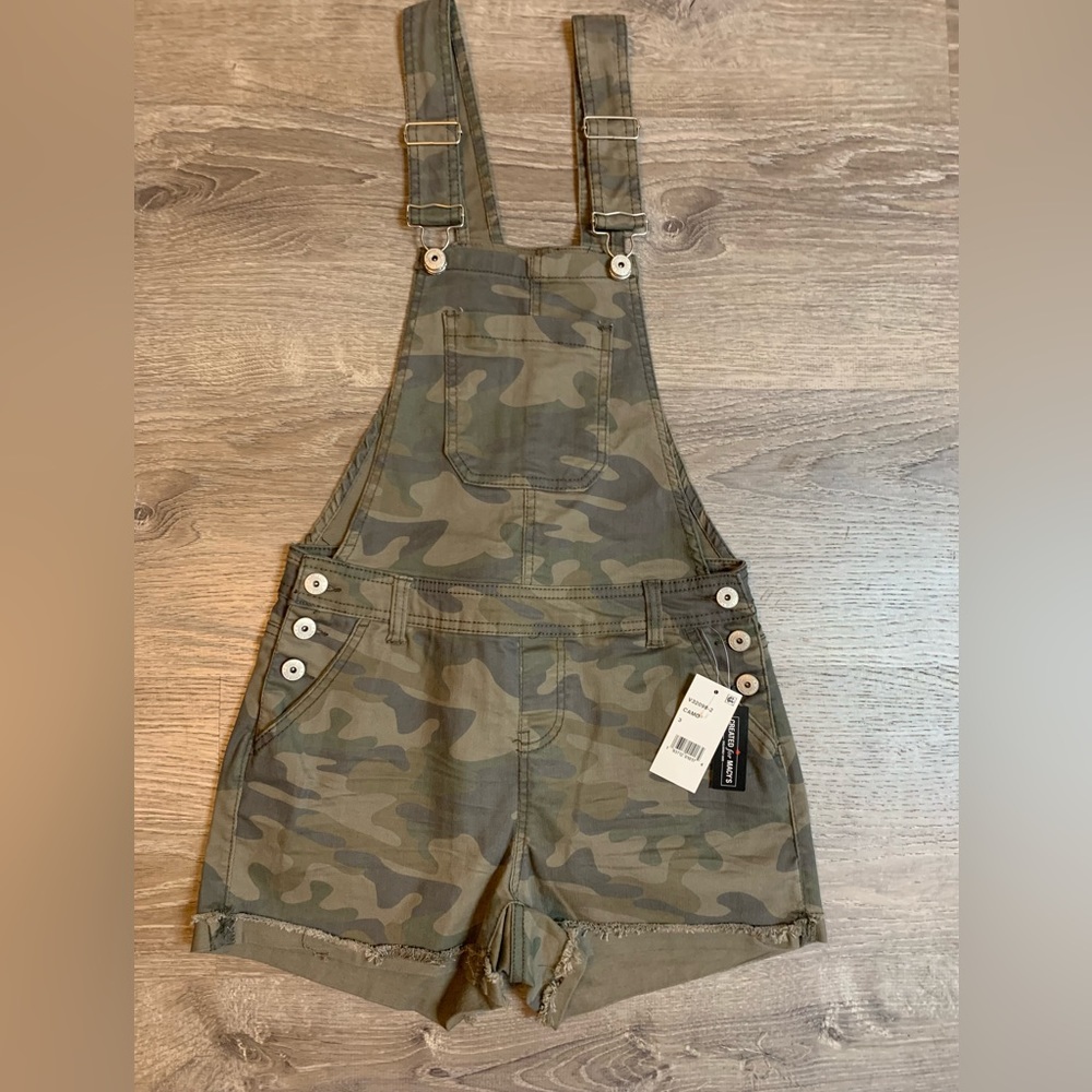 Camo-Print Denim Shortalls